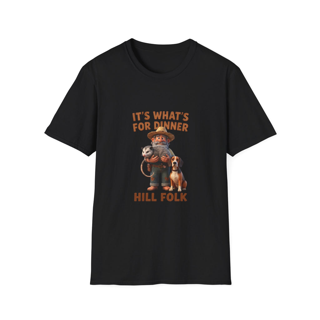 T-Shirt — 'It's What's For Dinner, Hill Folk' Rustic Hunter Graphic Tee