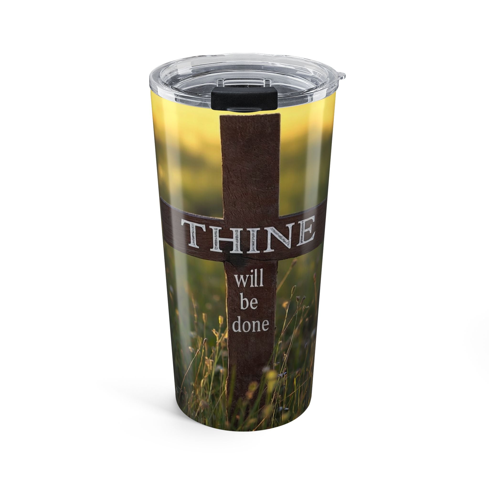 Thine Will Be Done Cross 20oz Tumbler — Christian Faith Travel Mug