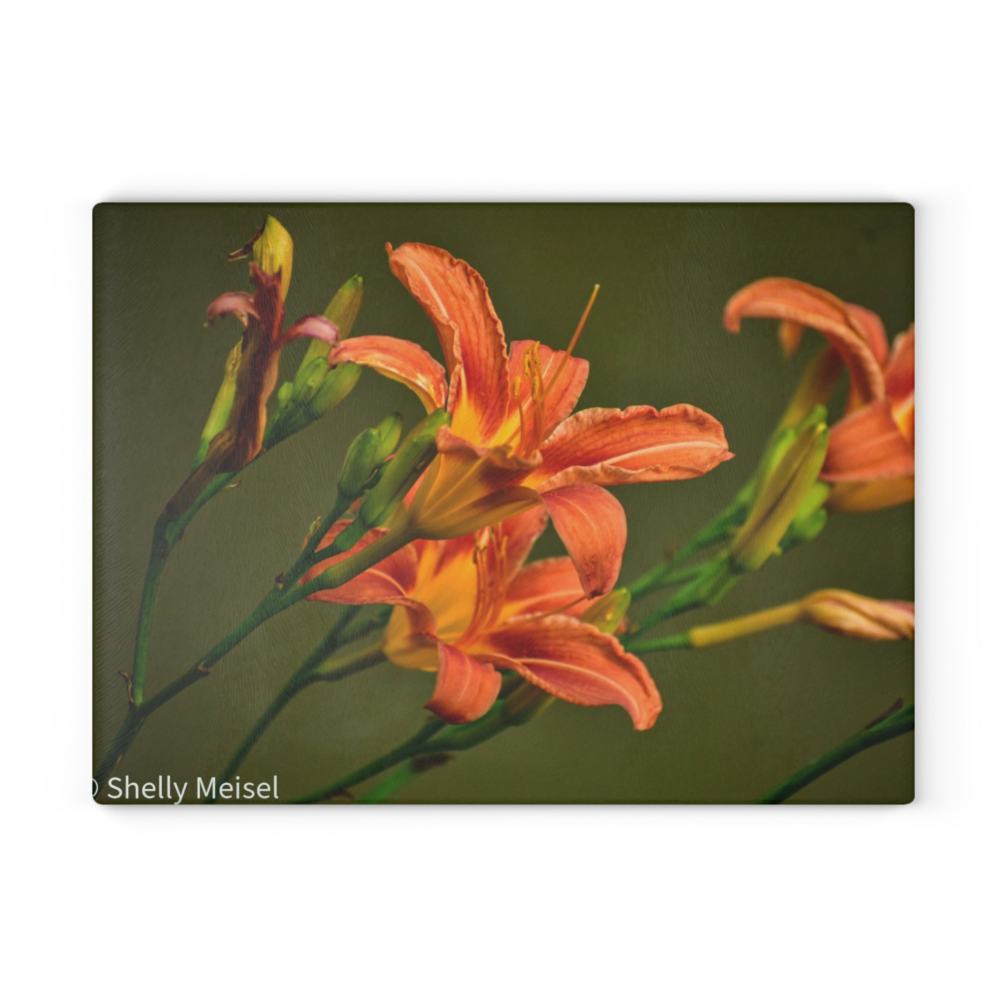 Orange Daylilies Floral Kitchen Cutting Board