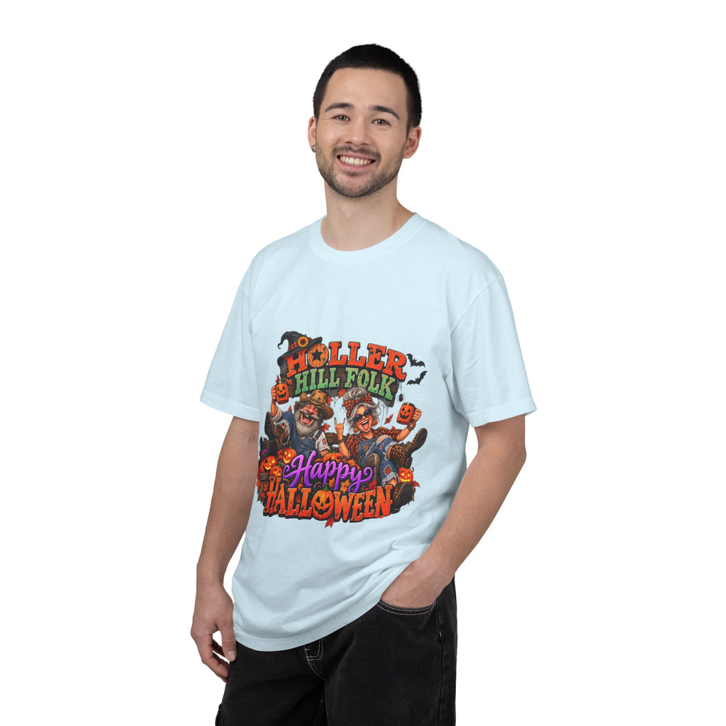 Halloween Holler Hill Folk T-Shirt — "Happy Halloween" Vintage Horror Design