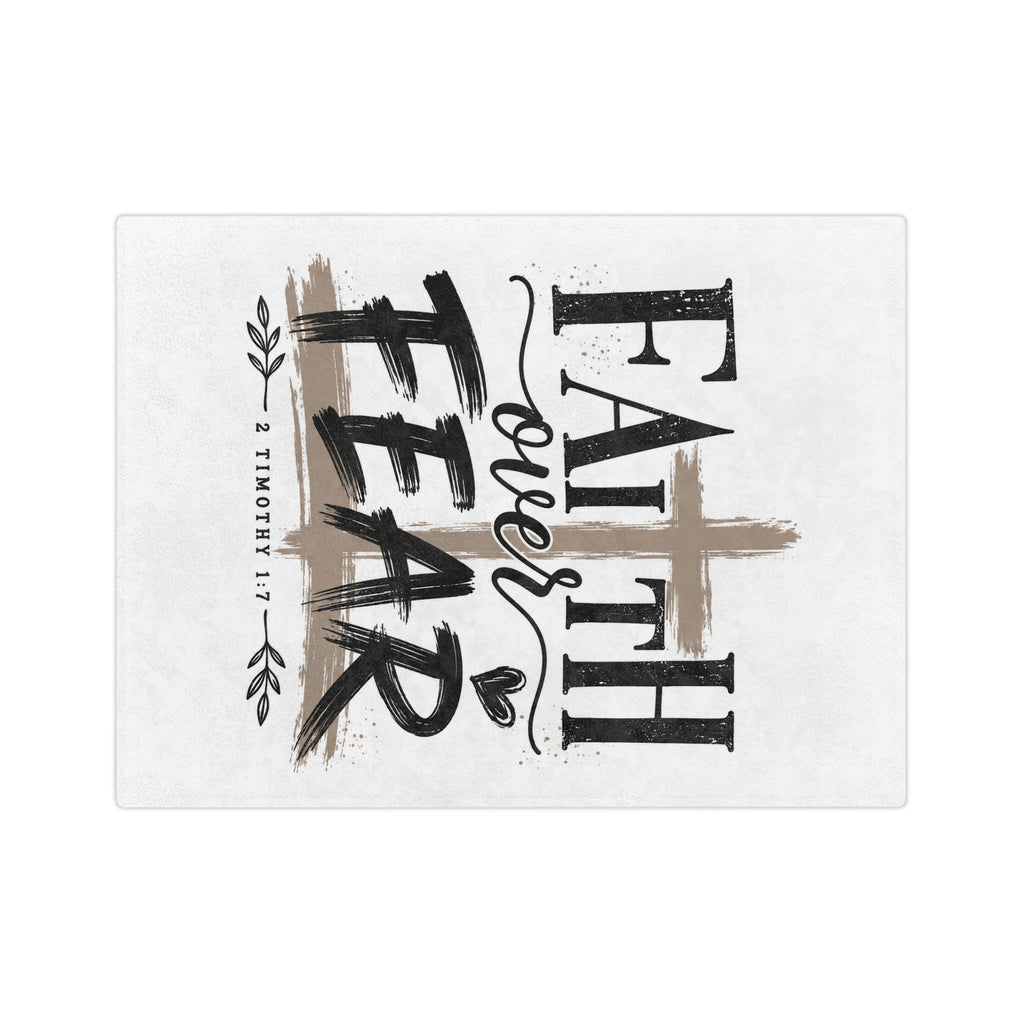 Faith Over Fear Velveteen Blanket — Christian Inspirational Throw (2 Timothy 1:7)