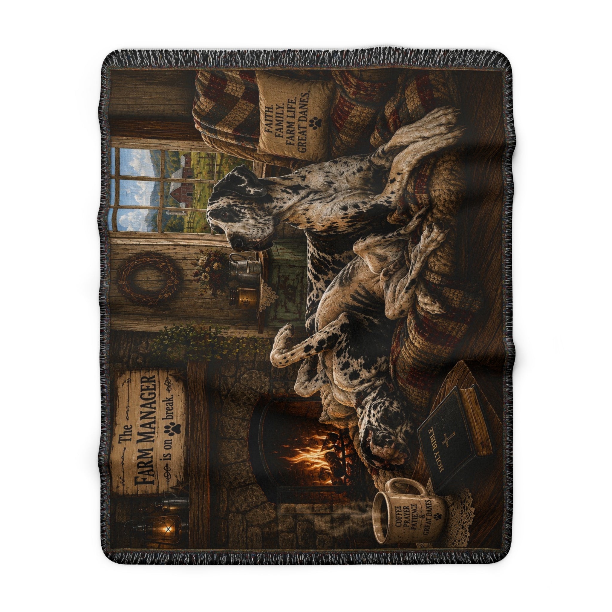 Cozy Farm Boss Great Dane Sherpa Fleece Blanket