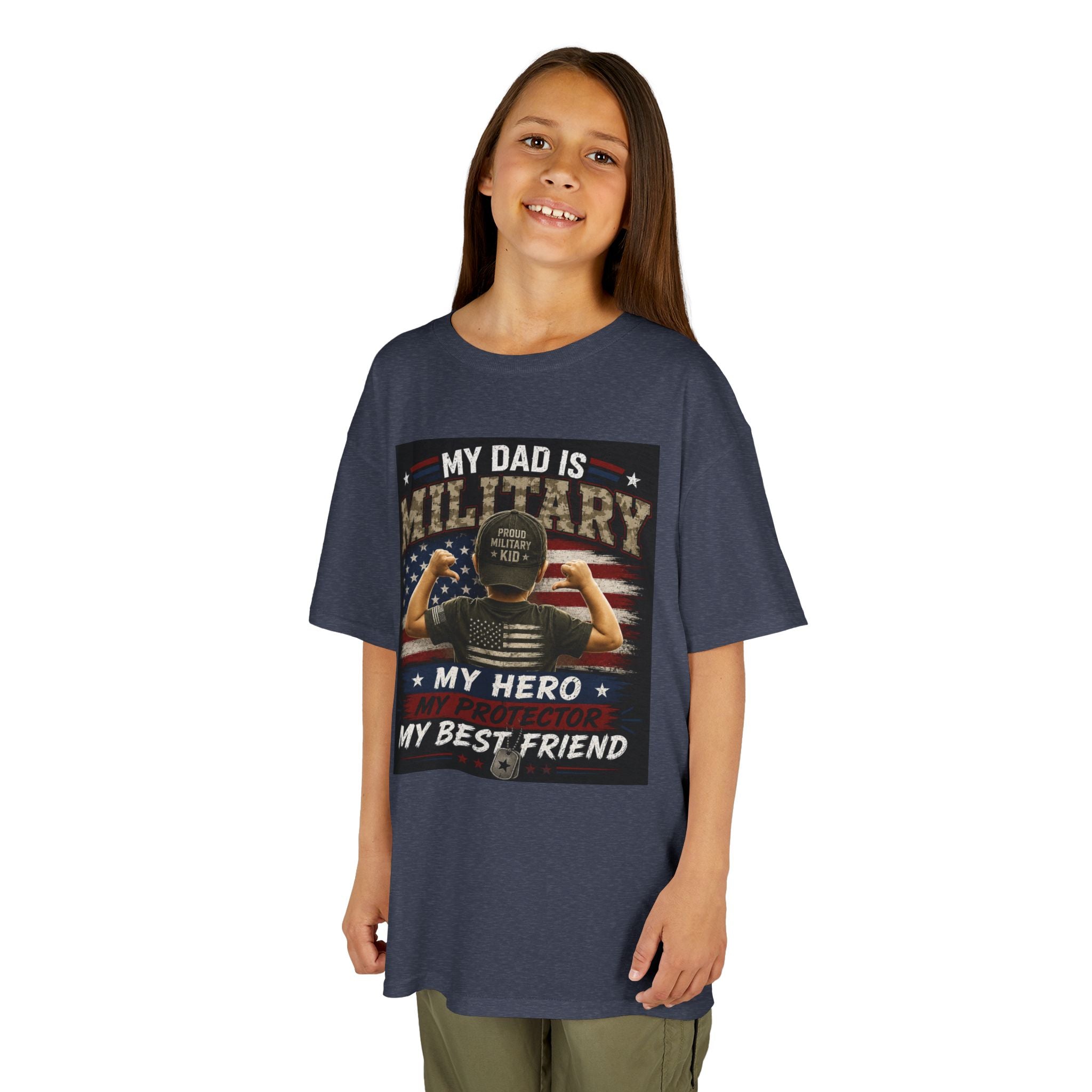 Kids Tee — "My Dad Is Military" Patriotic Hero Shirt