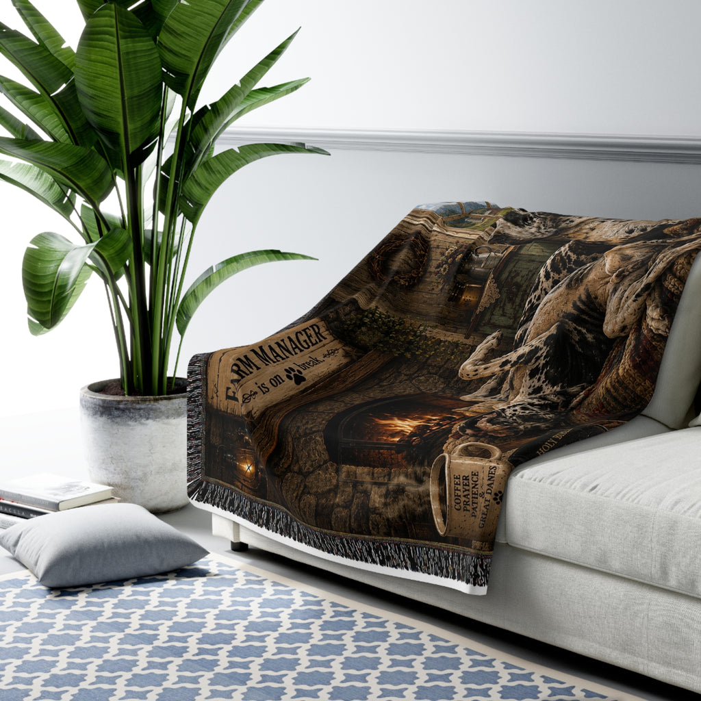 Cozy Farm Boss Great Dane Sherpa Fleece Blanket