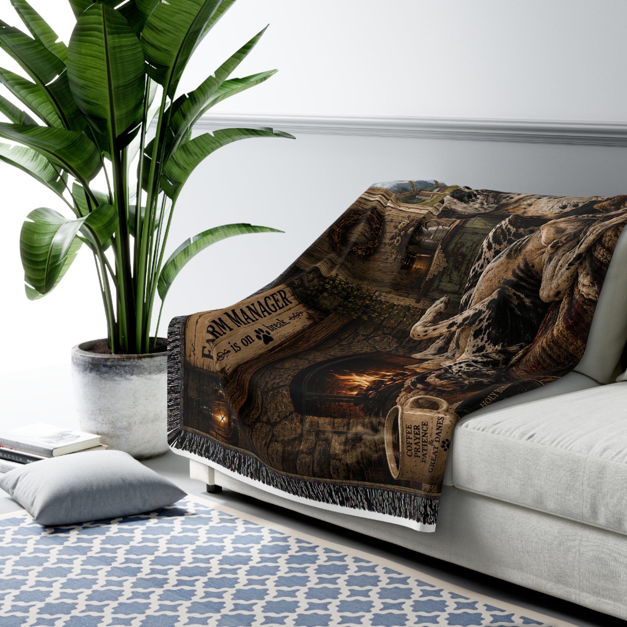 Cozy Farm Boss Great Dane Sherpa Fleece Blanket