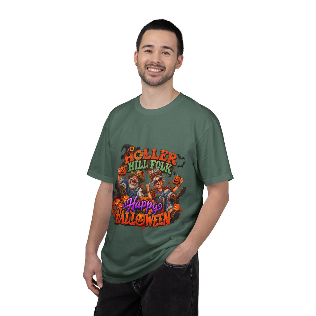 Halloween Holler Hill Folk T-Shirt — "Happy Halloween" Vintage Horror Design