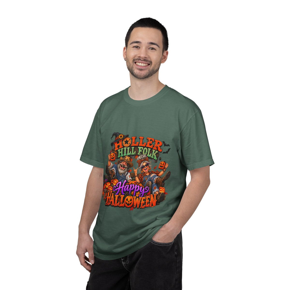 Halloween Holler Hill Folk T-Shirt — "Happy Halloween" Vintage Horror Design