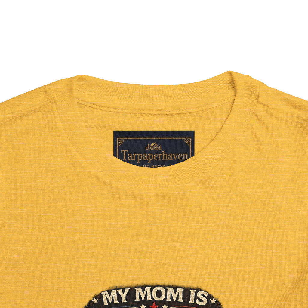 Toddler Tee "My Mom is Military - Strong Beautiful Hero" | Patriotic Kids Shirt