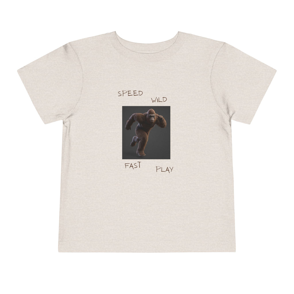 Toddler Tee — 'Speed Wild Fast Play' Running SasquatchGraphic