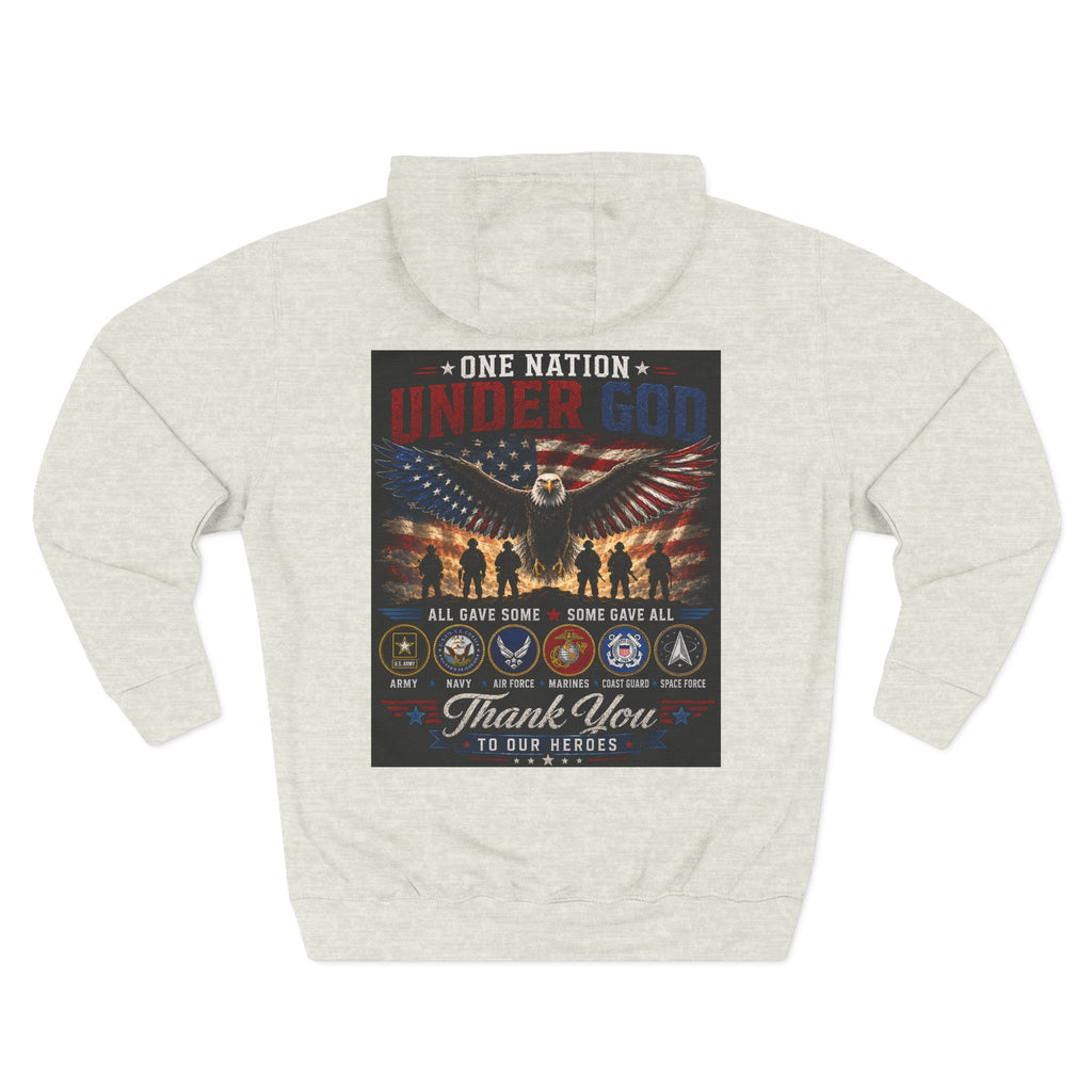 Military Tribute Hoodie — "One Nation Under God" Patriotic Fleece