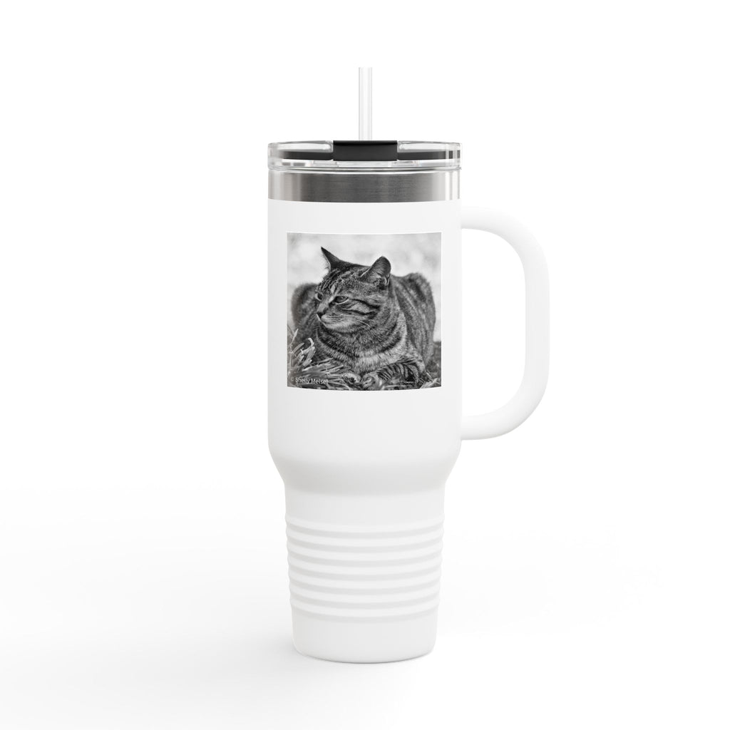 40oz Insulated Travel Tumbler with Cat Photo - Stainless Steel Thermal Mug