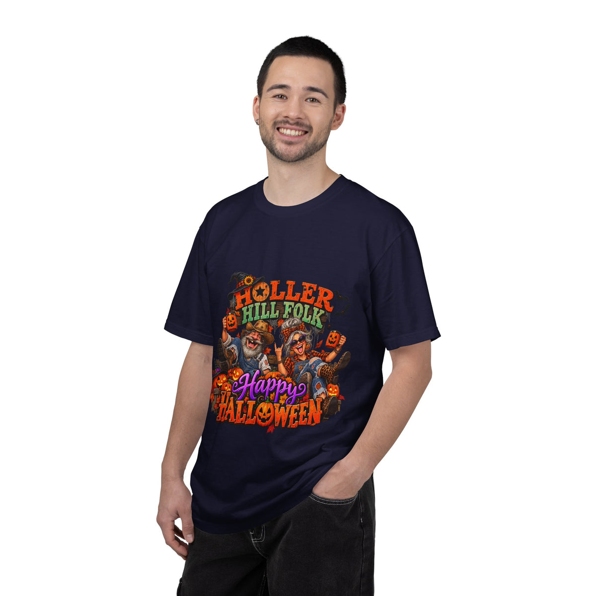 Halloween Holler Hill Folk T-Shirt — "Happy Halloween" Vintage Horror Design