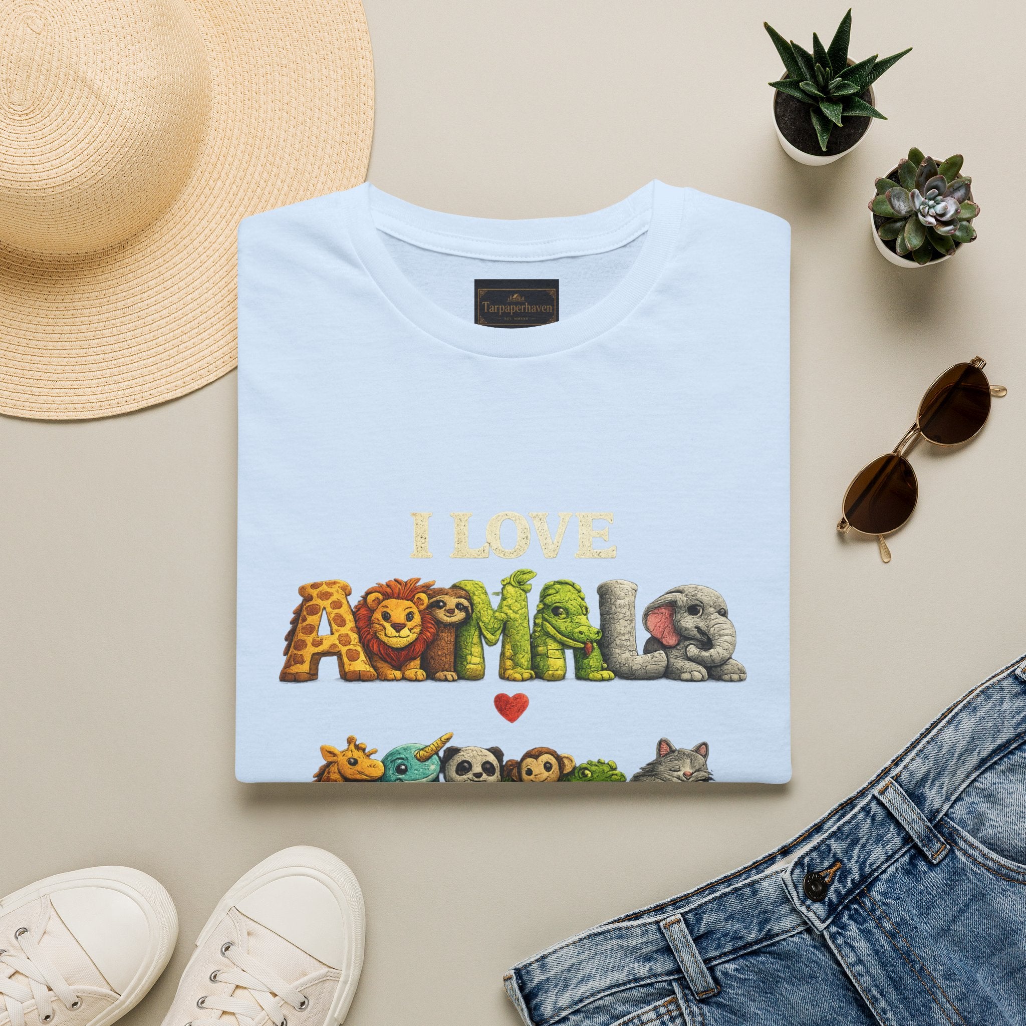 "I Love Animals" Cute Wildlife Graphic Tee