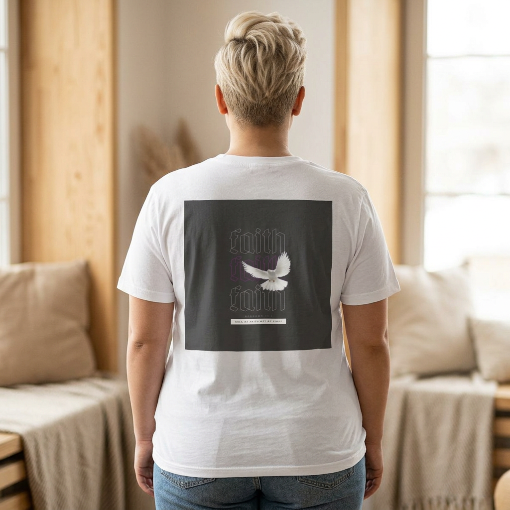Faith Dove Graphic Tee — Inspirational Christian Backprint Shirt