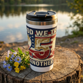 Travel Mug — Patriotic "In God We Trust" 25 Vintage Flag Design