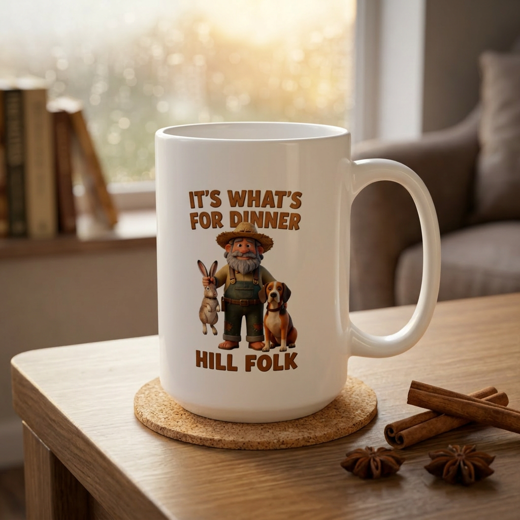 15oz Mug — "It's What's for Dinner" Hill Folk Hunting Coffee Mug Appalachia