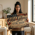 "Old Glory 1776–2026 Patriotic American Flag Design Glass Cutting Board