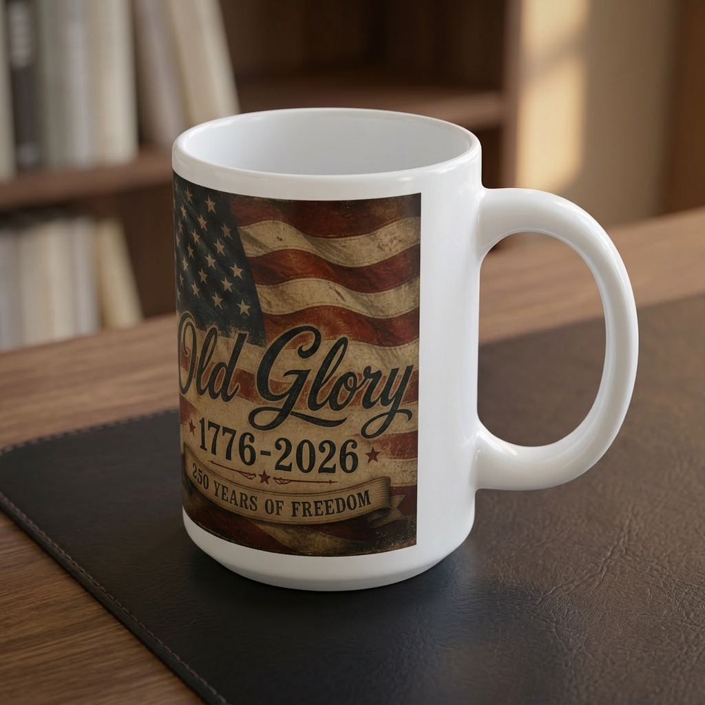 American Flag "Old Glory 1776-2026" Patriotic Jumbo Coffee Cup
