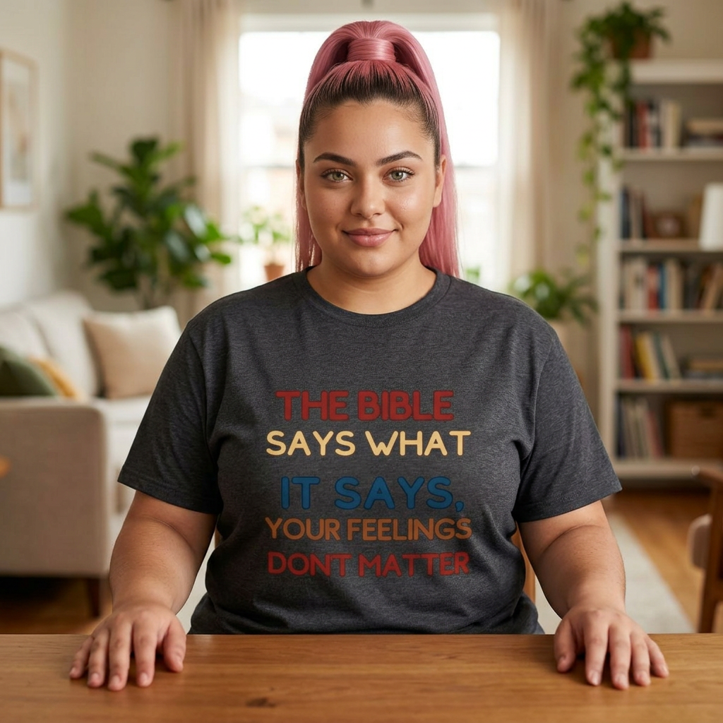Bible Says What It Says Tee — "Your Feelings Don't Matter" Christian Graphic T-Shirt