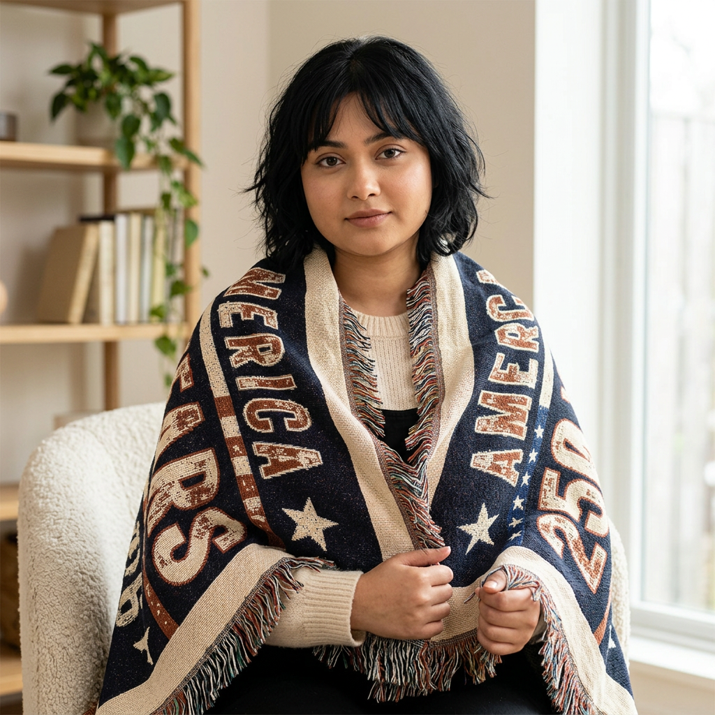 American Anniversary Woven Blanket —  Commemorative Throw