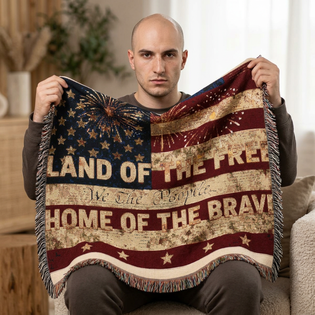 American Anniversary Woven Blanket –Patriotic Throw