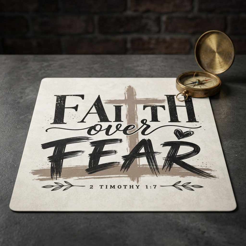Faith Over Fear Velveteen Blanket — Christian Inspirational Throw (2 Timothy 1:7)