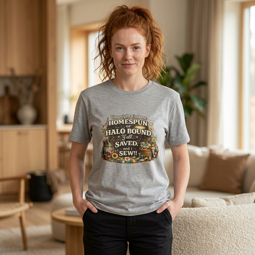 Homespun or Halo Bound Y'all Saved Sew T-Shirt