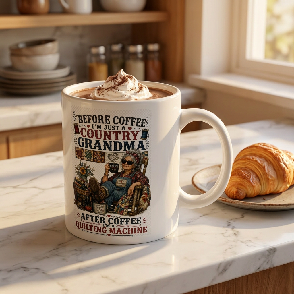 20oz Jumbo Mug — "After Coffee I'm a Quilting Machine"