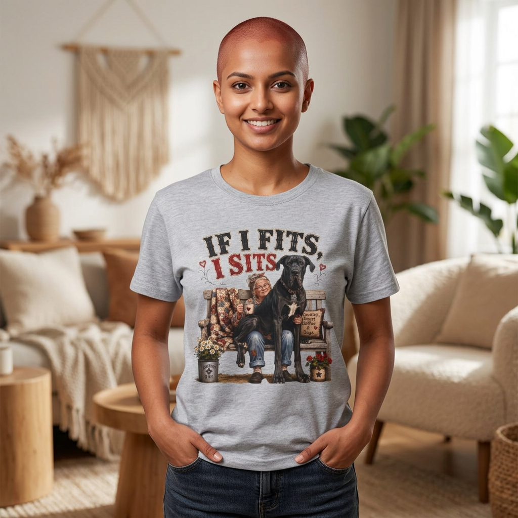 If I Fits, I Sits T-Shirt — Funny Great Dane Lover Graphic Tee
