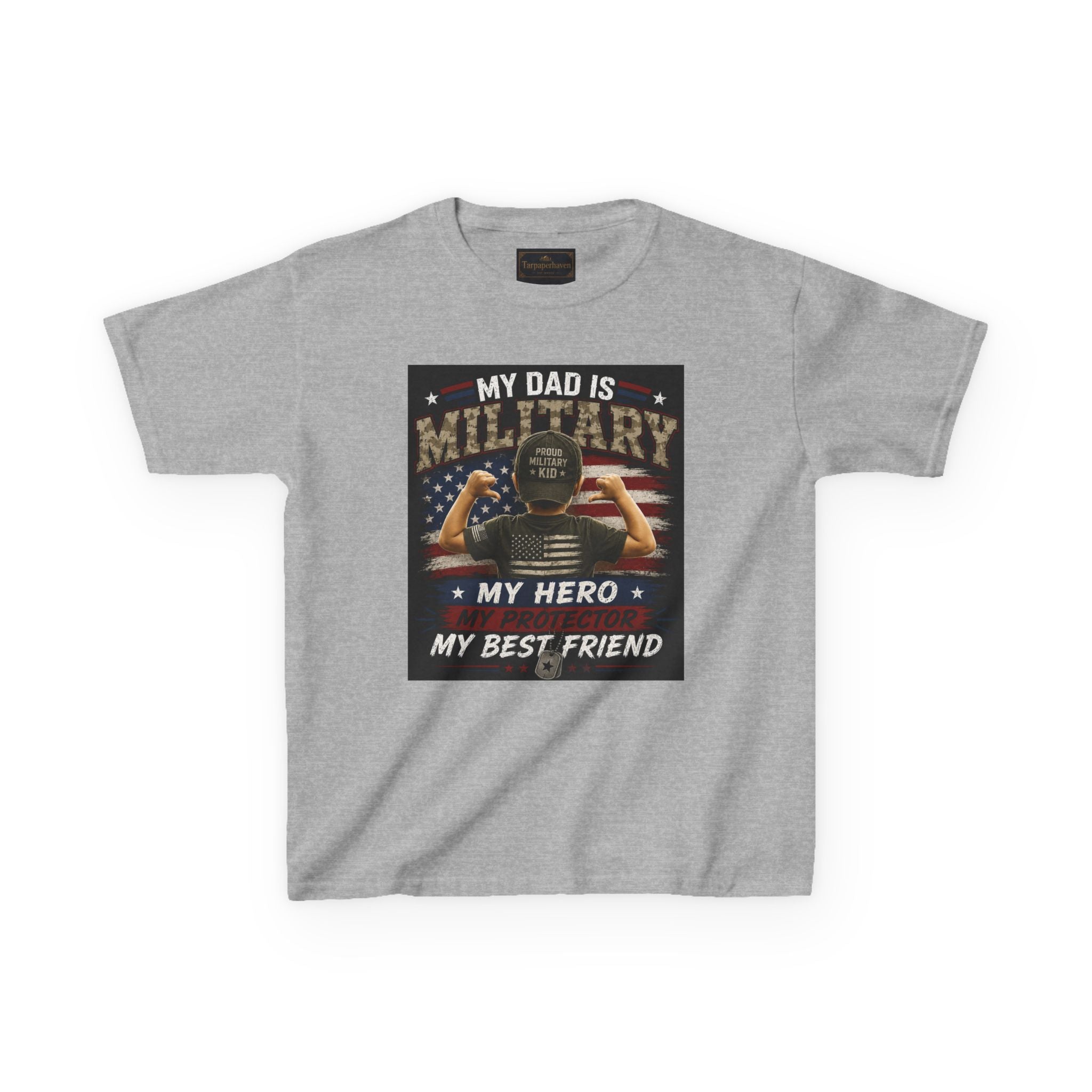 Kids Tee — "My Dad Is Military" Patriotic Hero Shirt