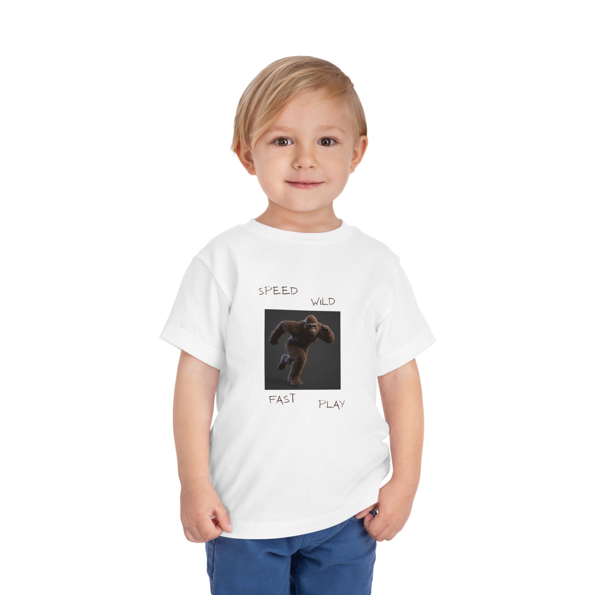 Toddler Tee — 'Speed Wild Fast Play' Running SasquatchGraphic