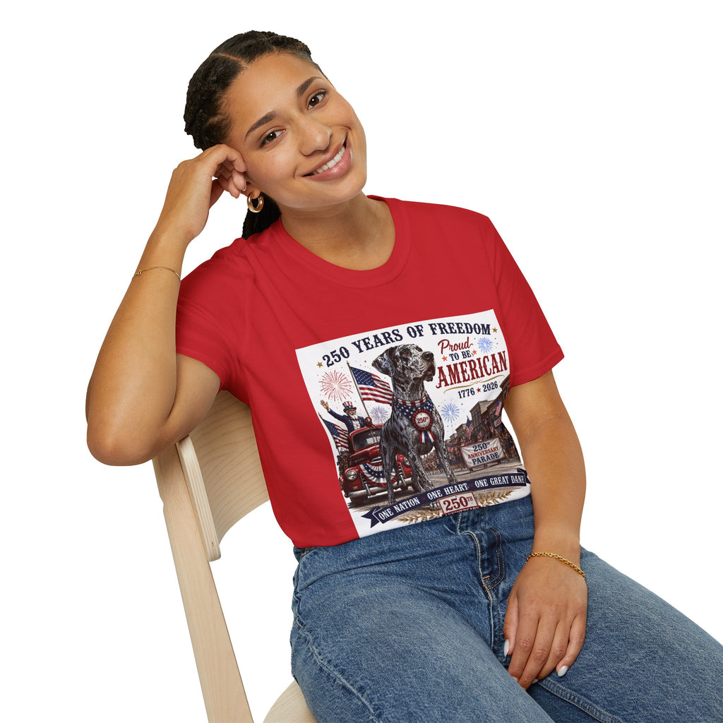 250th Great Dane T-Shirt — 1776–2026 Patriotic Tee