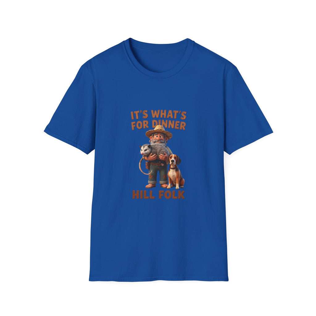 T-Shirt — 'It's What's For Dinner, Hill Folk' Rustic Hunter Graphic Tee