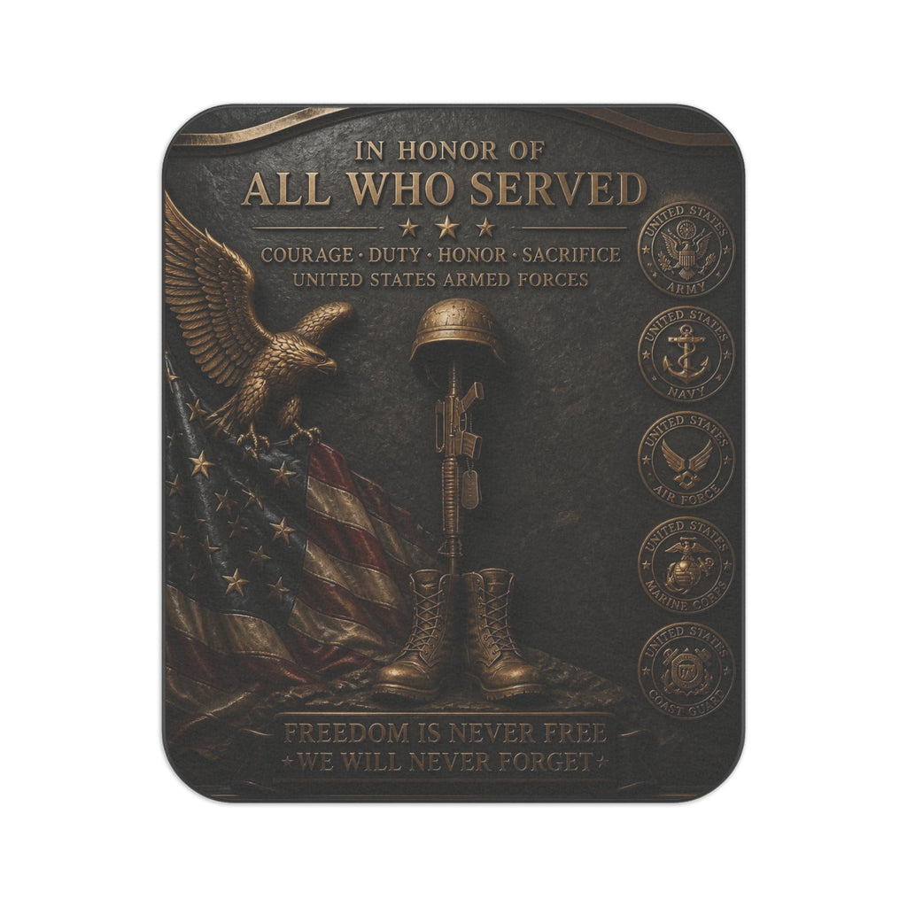 Veteran Tribute Picnic Blanket - "In Honor Of All Who Served" Memorial Design