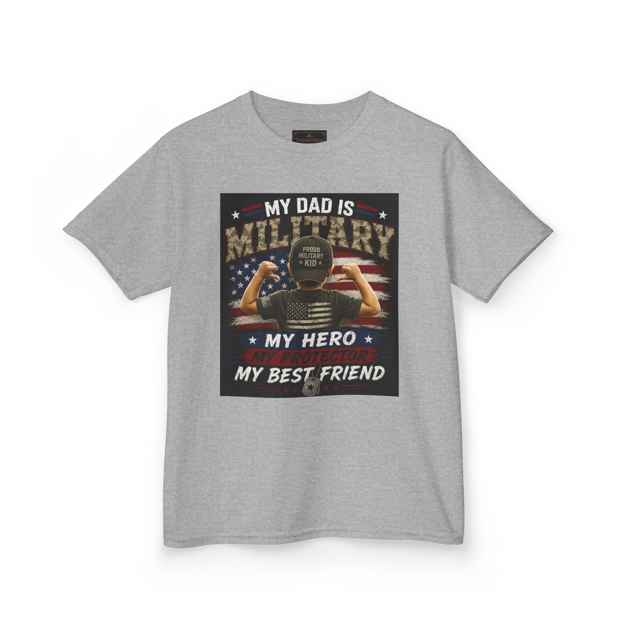 Kids Tee — "My Dad Is Military" Patriotic Hero Shirt