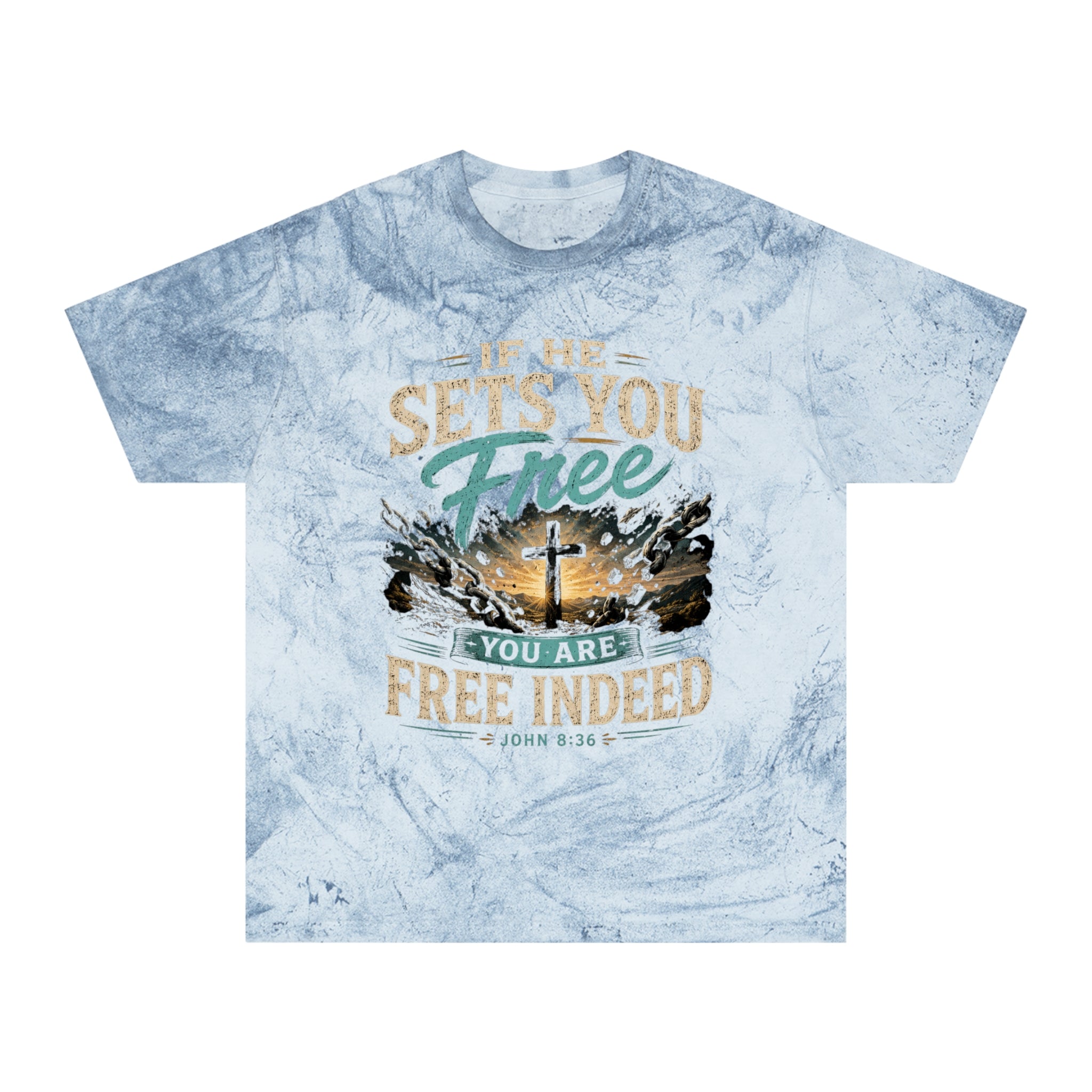 Christian Freedom Tee — "If He Sets You Free" Scripture T-Shirt