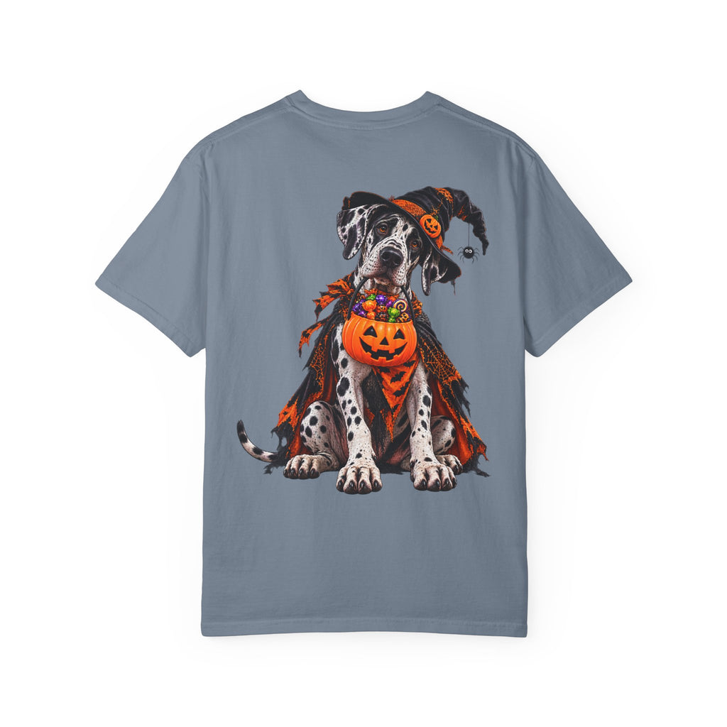 Halloween Great Dane T-Shirt — Cute Dog in Pumpkin Costume Graphic Tee