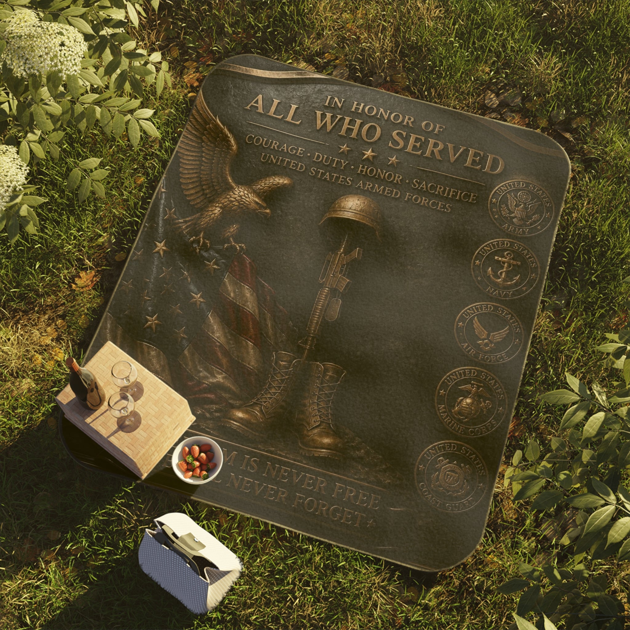 Veteran Tribute Picnic Blanket -Memorial Design