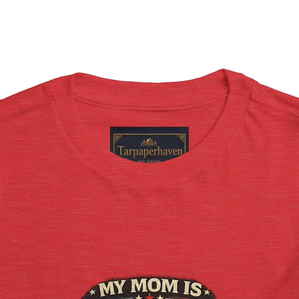 Toddler Tee "My Mom is Military - Strong Beautiful Hero" | Patriotic Kids Shirt