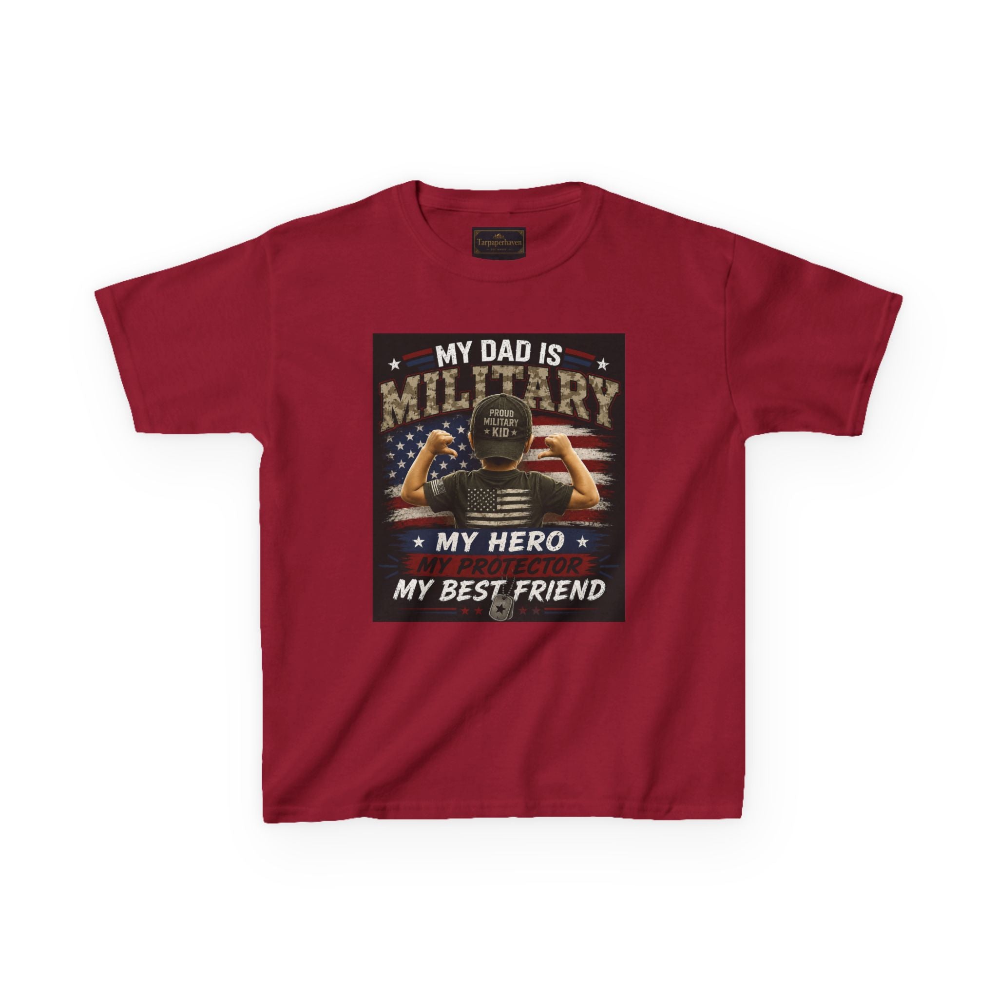 Kids Tee — "My Dad Is Military" Patriotic Hero Shirt