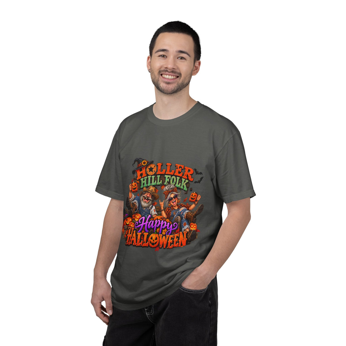 Halloween Holler Hill Folk T-Shirt — "Happy Halloween" Vintage Horror Design