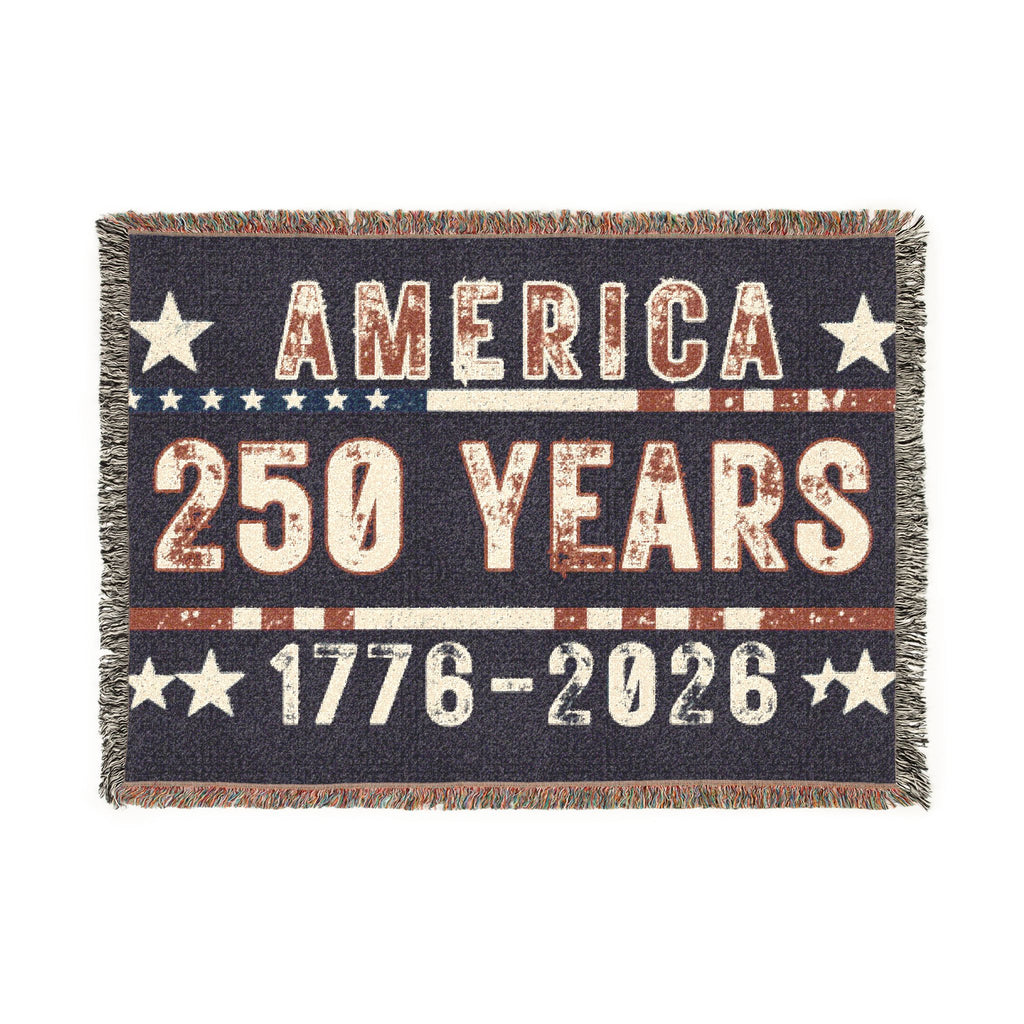 America 250 Years Woven Blanket – 1776–2026 Patriotic Throw
