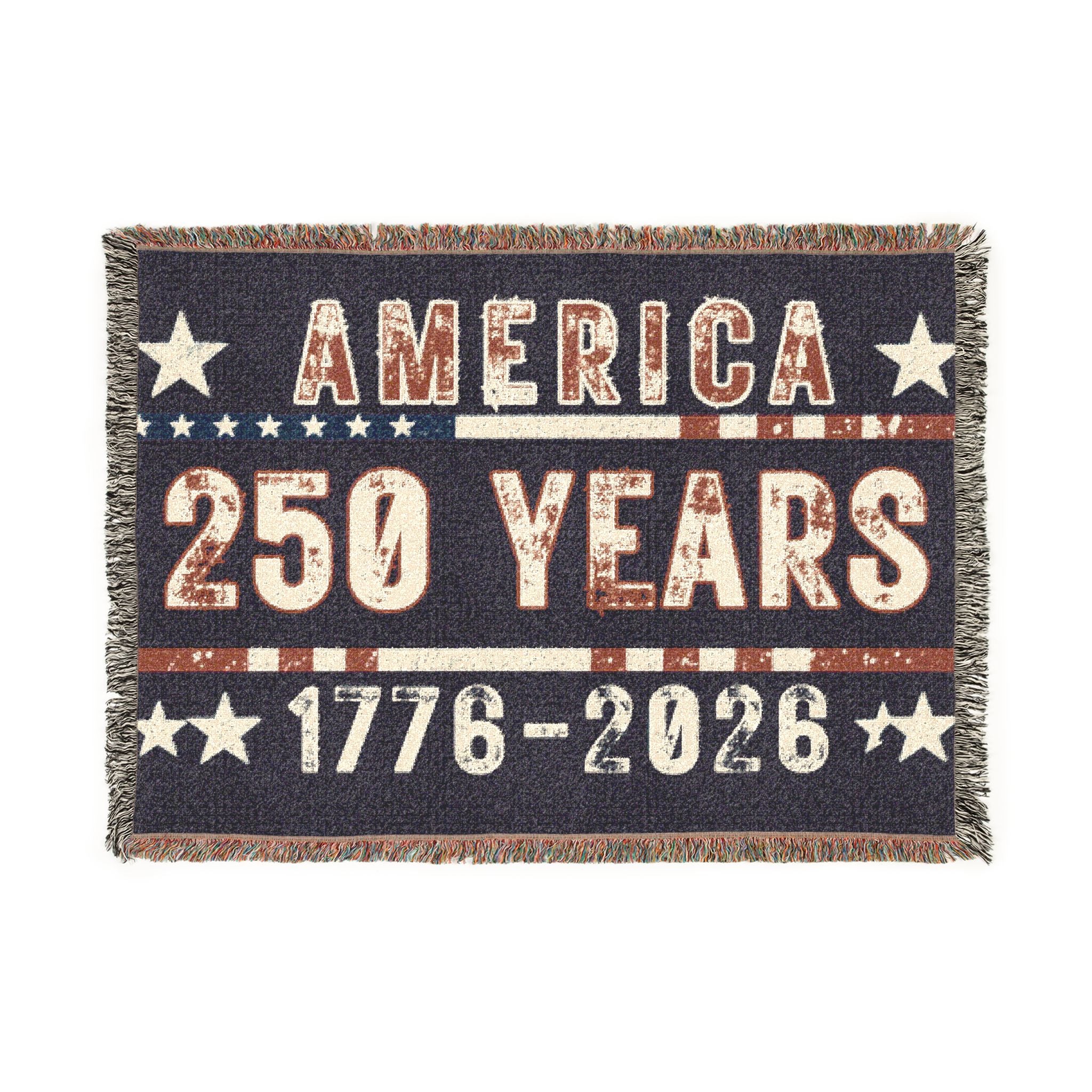America 250 Years Woven Blanket – 1776–2026 Patriotic Throw