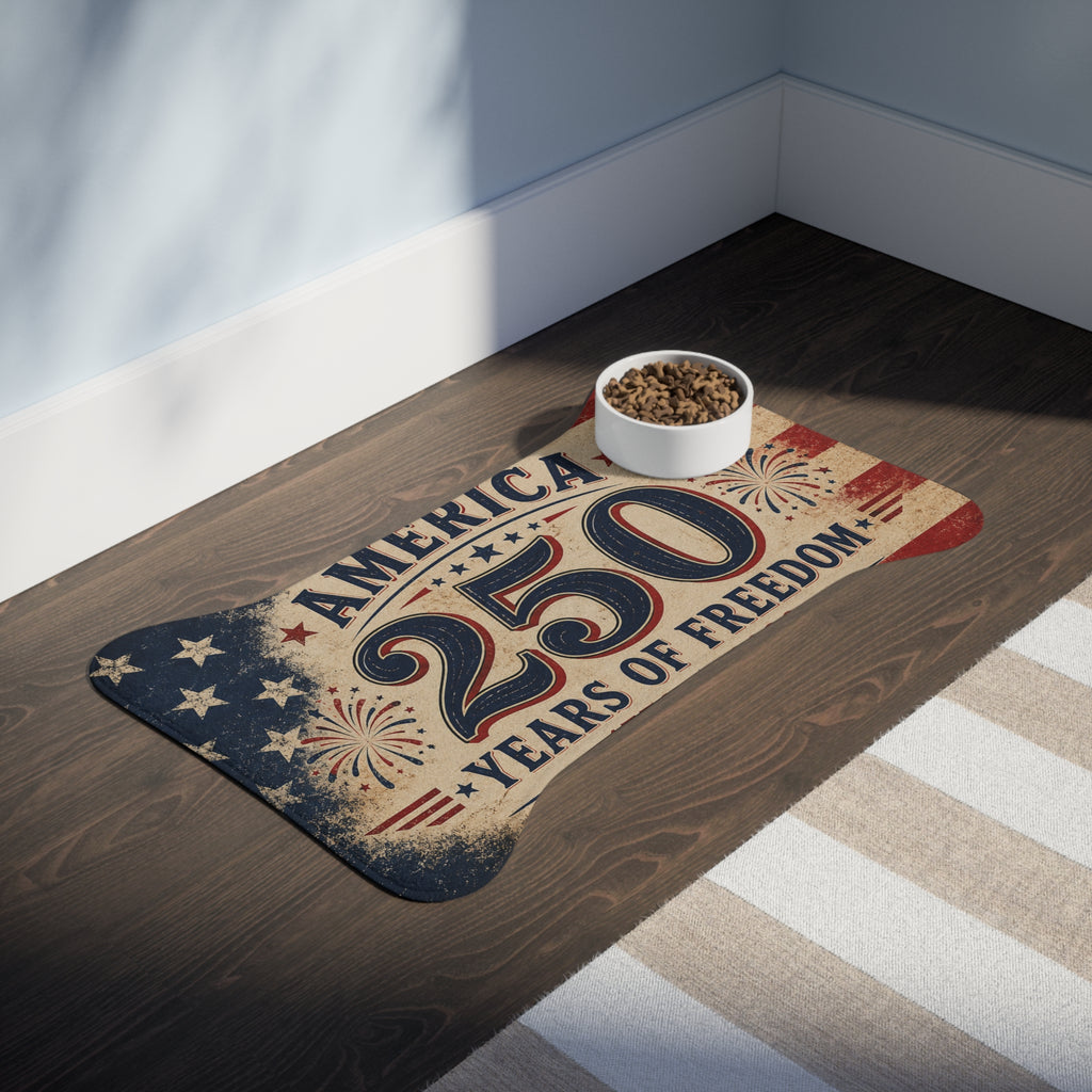 America 250 Years of Freedom 1776–2026 Patriotic Dog/Cat Bowl feeding Mat