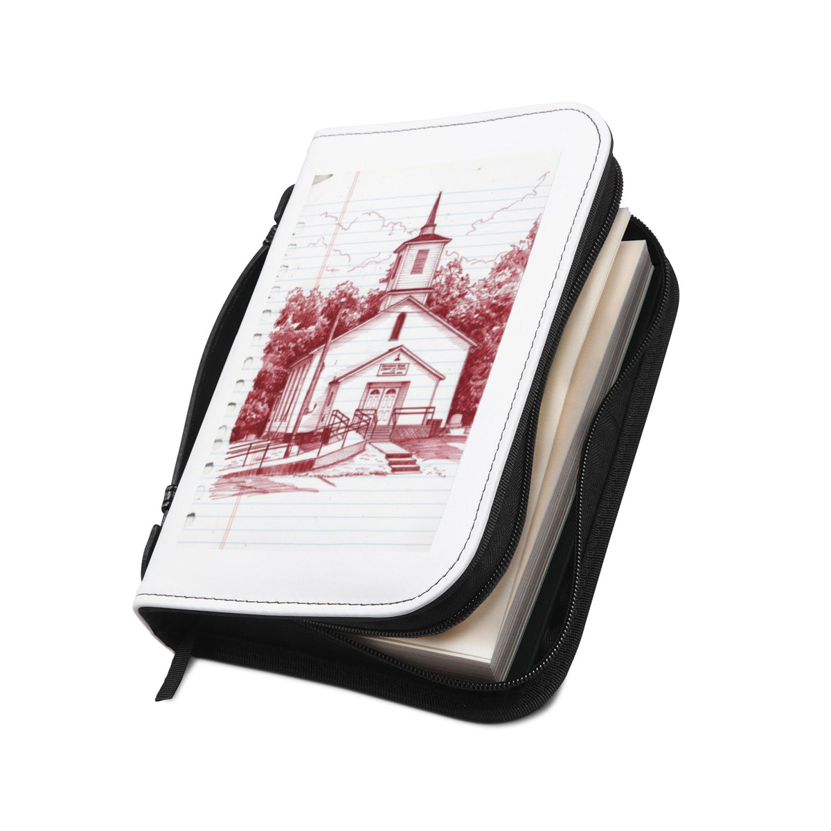 Church Red Work Sketch Bible Cover