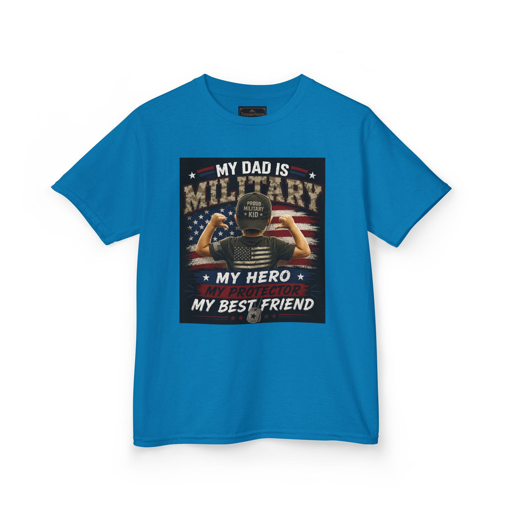 Kids Tee — "My Dad Is Military" Patriotic Hero Shirt