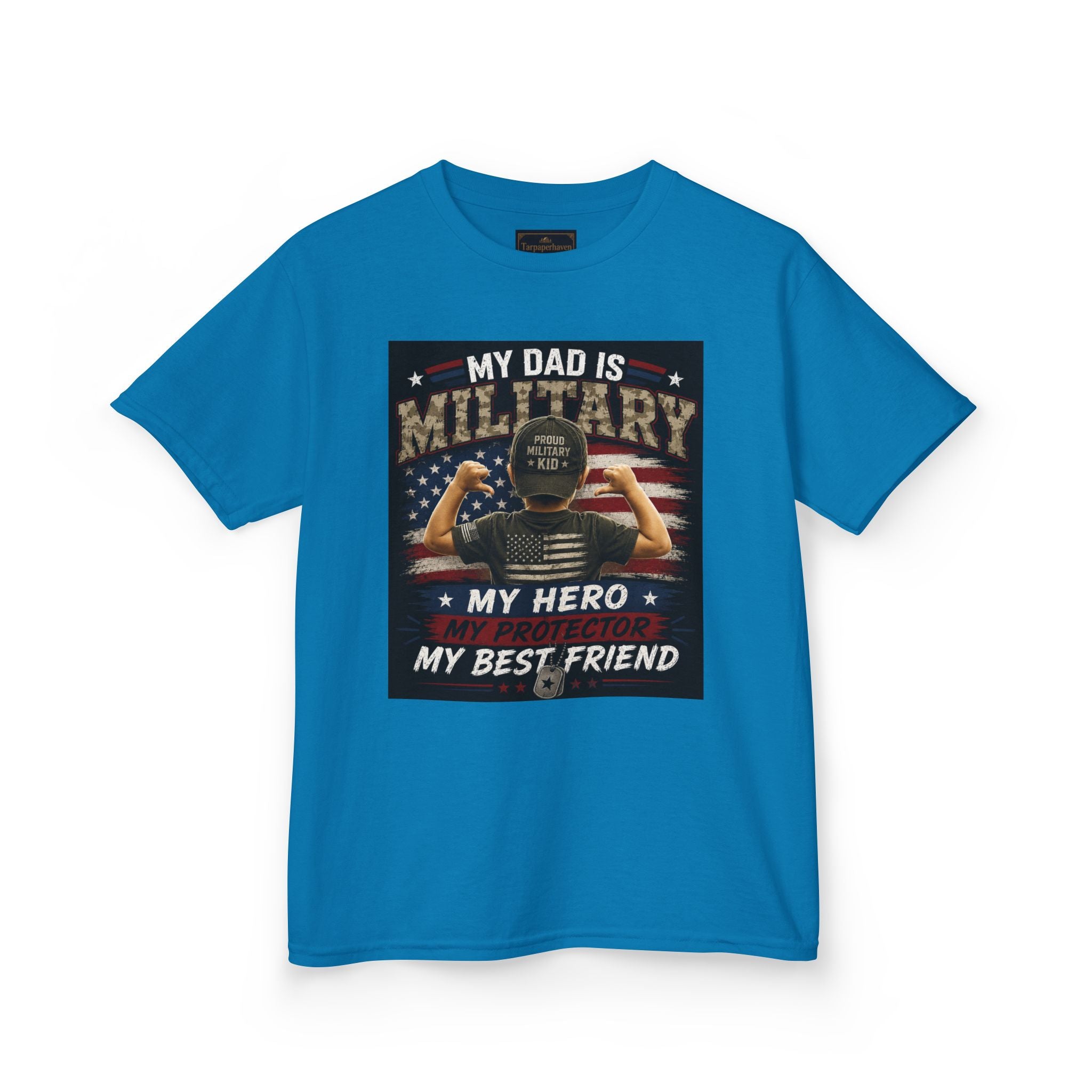 Kids Tee — "My Dad Is Military" Patriotic Hero Shirt