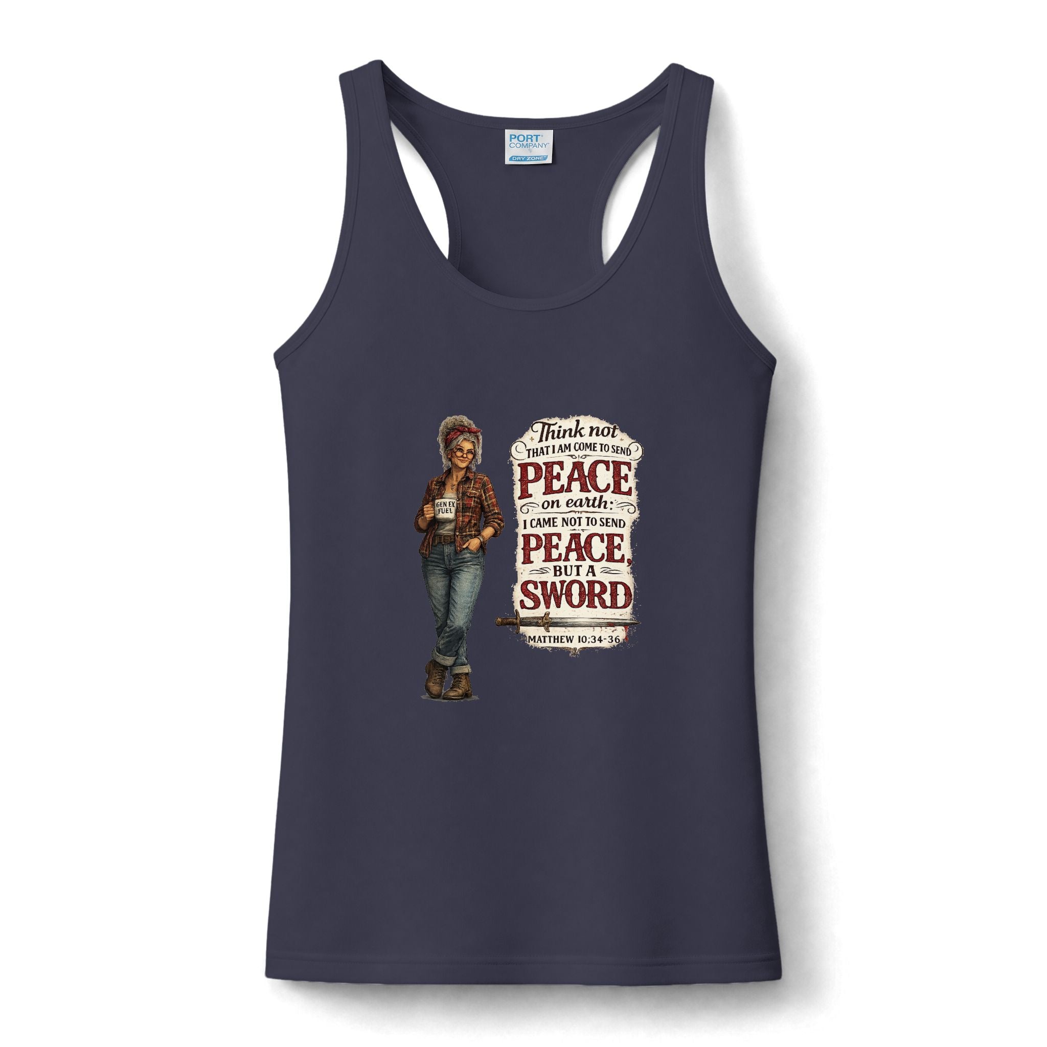 Women's Tank Top - "Didn't come to bring peace " Vintage Cowgirl Graphic