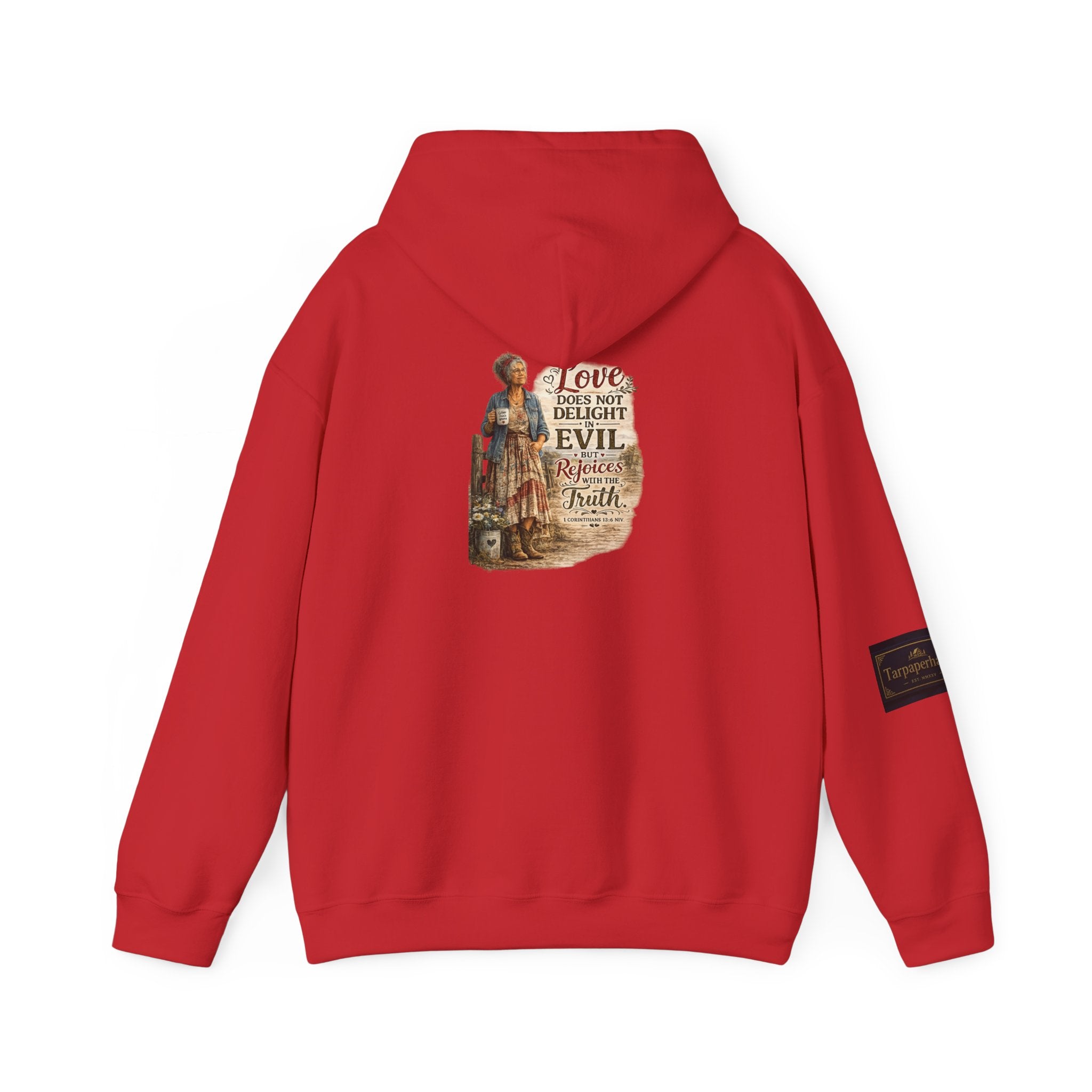 Christian Faith Hoodie - "Love Does Not Delight in Evil" Scripture Sweatshirt