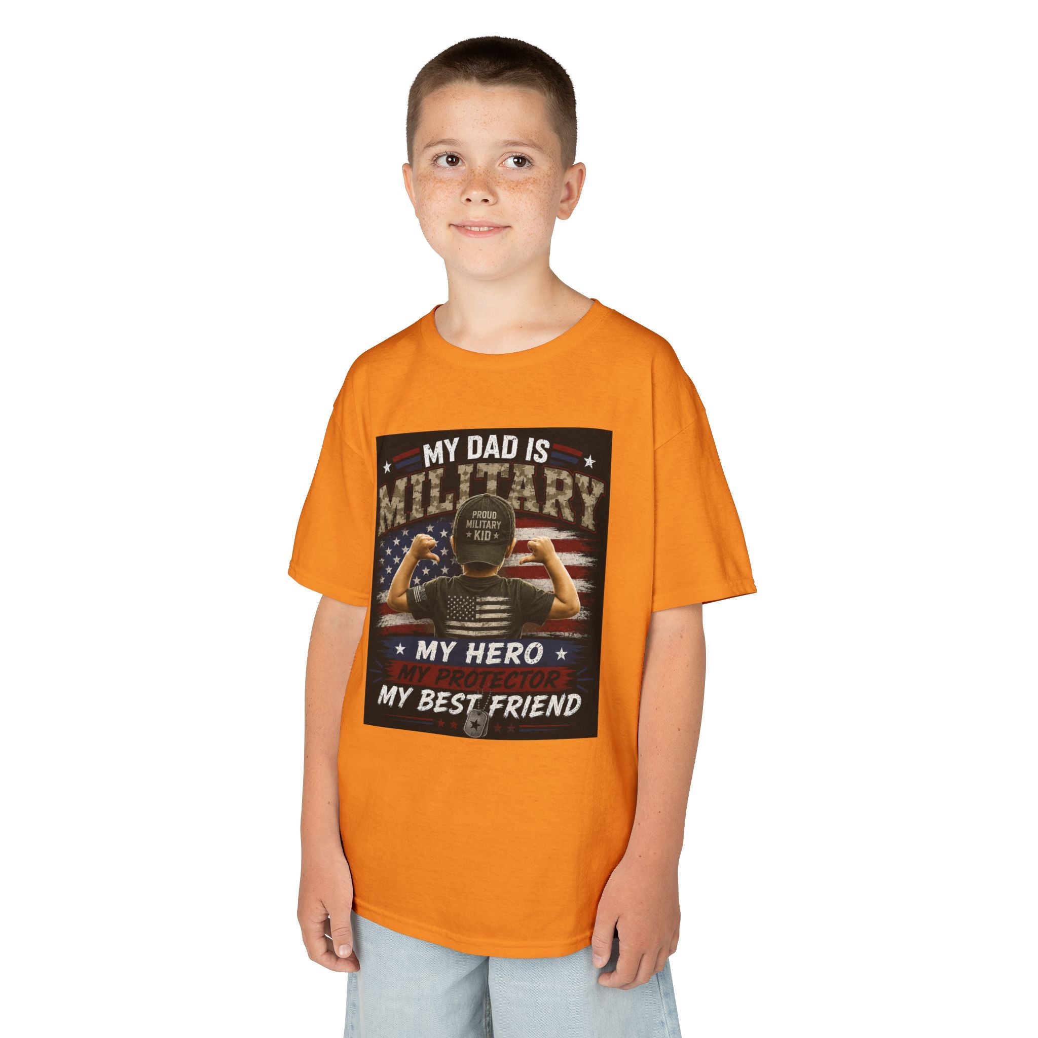 Kids Tee — "My Dad Is Military" Patriotic Hero Shirt